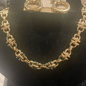 DESIGNER 22K Gold Plated Women's Necklace and Earring Set By VENDOME